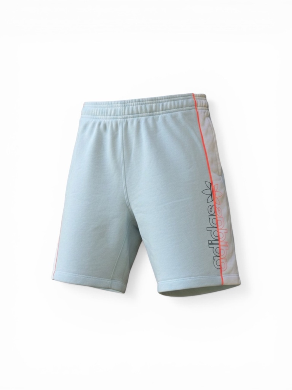 adidas Light Blue Athletic Shorts with Coral Stripe